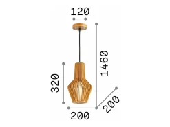 Ideal Lux Citrus - 1 lámpara colgante de techo de madera, E27