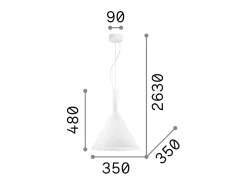 Ideal Lux Cocktail - Lámpara colgante de techo tipo domo grande con 1 luz blanca, E27
