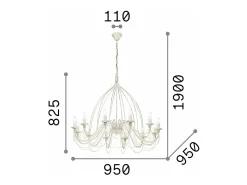 Ideal Lux Corte - Lámpara de araña de 12 luces, acabado blanco antiguo, E14