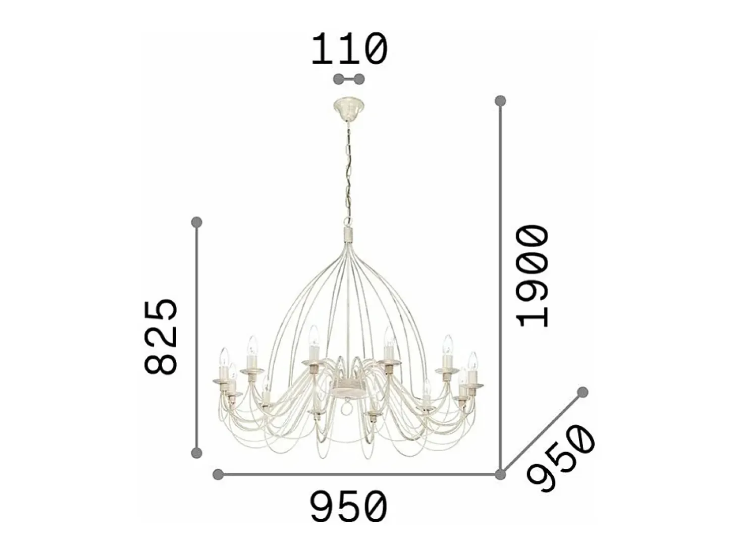 Ideal Lux Corte - Lámpara de araña de 12 luces con acabado en marrón óxido, E14