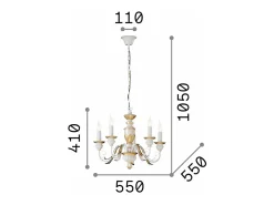 Ideal Lux Dora - Lámpara de araña de 5 luces, acabado de latón antiguo, E14