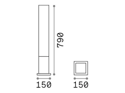 Ideal Lux Edo Outdoor - 1 Baliza de exterior cuadrada de luz blanca IP44