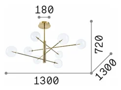 Ideal Lux EQUINOXE Plafón Semi Empotrado 8 Luces Multi Brazo Latón