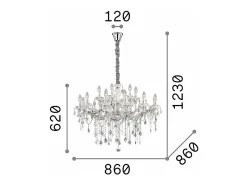 Ideal Lux Florian - Lámpara de araña de cristal de 18 luces, acabado en oro, E14
