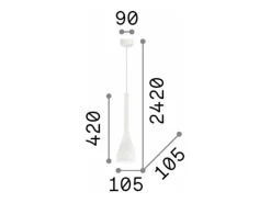 Ideal Lux Flut - Lámpara colgante de techo pequeña con 1 luz blanca, E14