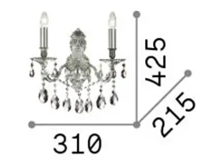 Ideal Lux Gioconda - Lámpara de pared con velas para interior, 2 luces, plateada con cristales, E14