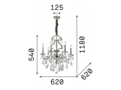 Ideal Lux Gioconda - Lámpara de araña de cristal de 6 luces con acabado en plata antigua, E14