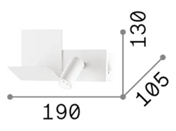 Ideal Lux KOMODO-2 Luz de lectura LED blanca, interruptor incorporado, 3000 K, no regulable