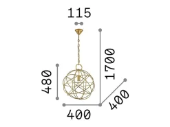 Ideal Lux Konse - 1 colgante de techo esférico claro dorado
