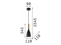 Ideal Lux Manhattan - 1 lámpara colgante de techo negra, E14