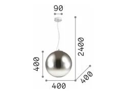 Ideal Lux Mapa - 1 lámpara colgante de techo de globo con pantalla de cromo