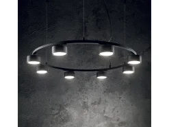 Ideal Lux MINOR - Lámpara colgante de techo circular de 8 luces para interior 8 luces negro