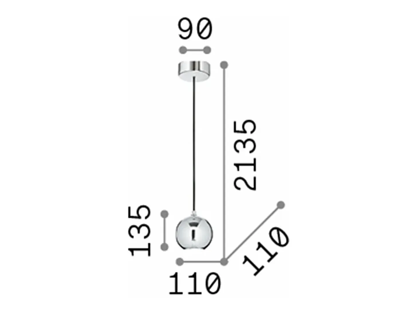 Ideal Lux MR - Lámpara colgante de techo Globe para interiores 1 luz Blanca, GU10