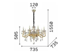 Ideal Lux Negresco - Lámpara de araña de 8 luces, acabado dorado, E14