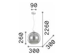 Ideal Lux Nemo - Lámpara colgante de techo tipo cúpula pequeña con 1 luz gris, ahumado, E27