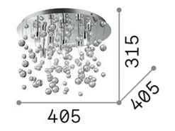 Ideal Lux Neve - Lámpara colgante de techo con 8 burbujas de vidrio soplado medio claro, cromo, G9
