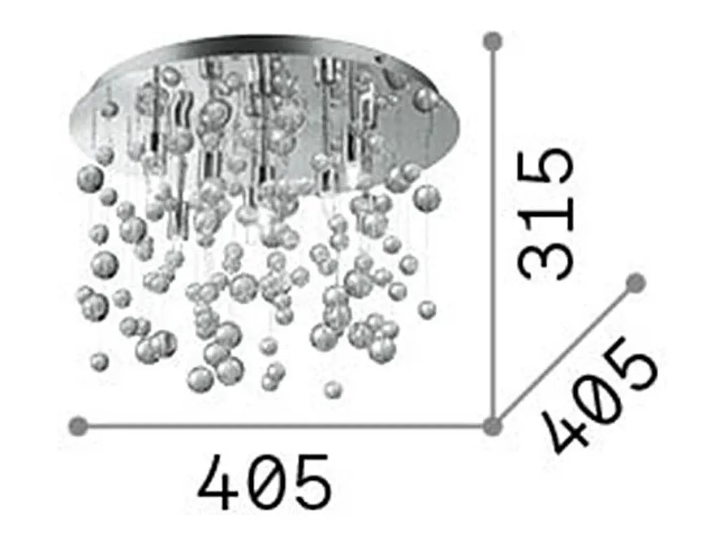 Ideal Lux Neve - Lámpara colgante de techo con 8 burbujas de vidrio soplado medio claro, cromo, G9