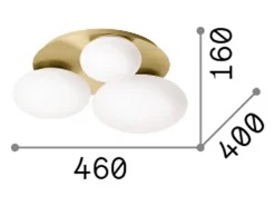 Ideal Lux NINFEA Plafón 3 luces redondo DecoratiGlass plafón blanco