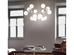 Ideal Lux Nodi Bianco - Lámpara colgante de techo molecular grande con 15 luces, cromada, E14