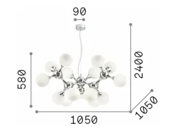 Ideal Lux Nodi Bianco - Lámpara colgante de techo molecular grande con 15 luces, cromada, E14