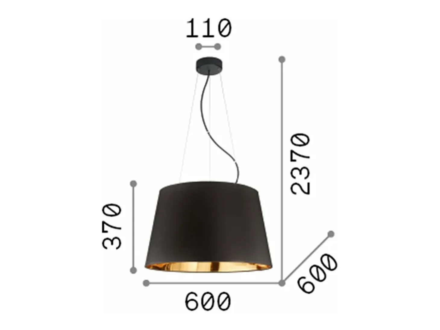 Ideal Lux Nordik - Lámpara colgante de techo tipo domo de 6 luces Negro