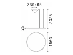 Ideal Lux ORACLE Ring Integrado Plafón Led Colgante Blanco 150cm 3000K