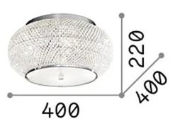 Ideal Lux Pasha' - Plafón de techo de 6 luces Cromado, Cristal, E14
