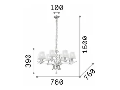 Ideal Lux Pegaso - Araña de luces de cristal con múltiples brazos, cromo, acabado blanco, E14