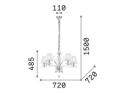 Ideal Lux Pegaso - Lámpara colgante de 5 brazos con 5 luces, Latón satinado