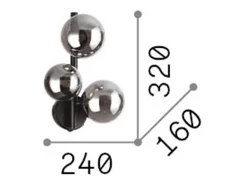 Ideal Lux PERLAGE Lámpara de pared 3 Globe Light Negro