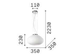 Ideal Lux PLISSE Plafón Globe Dome Colgante Cromo 35cm