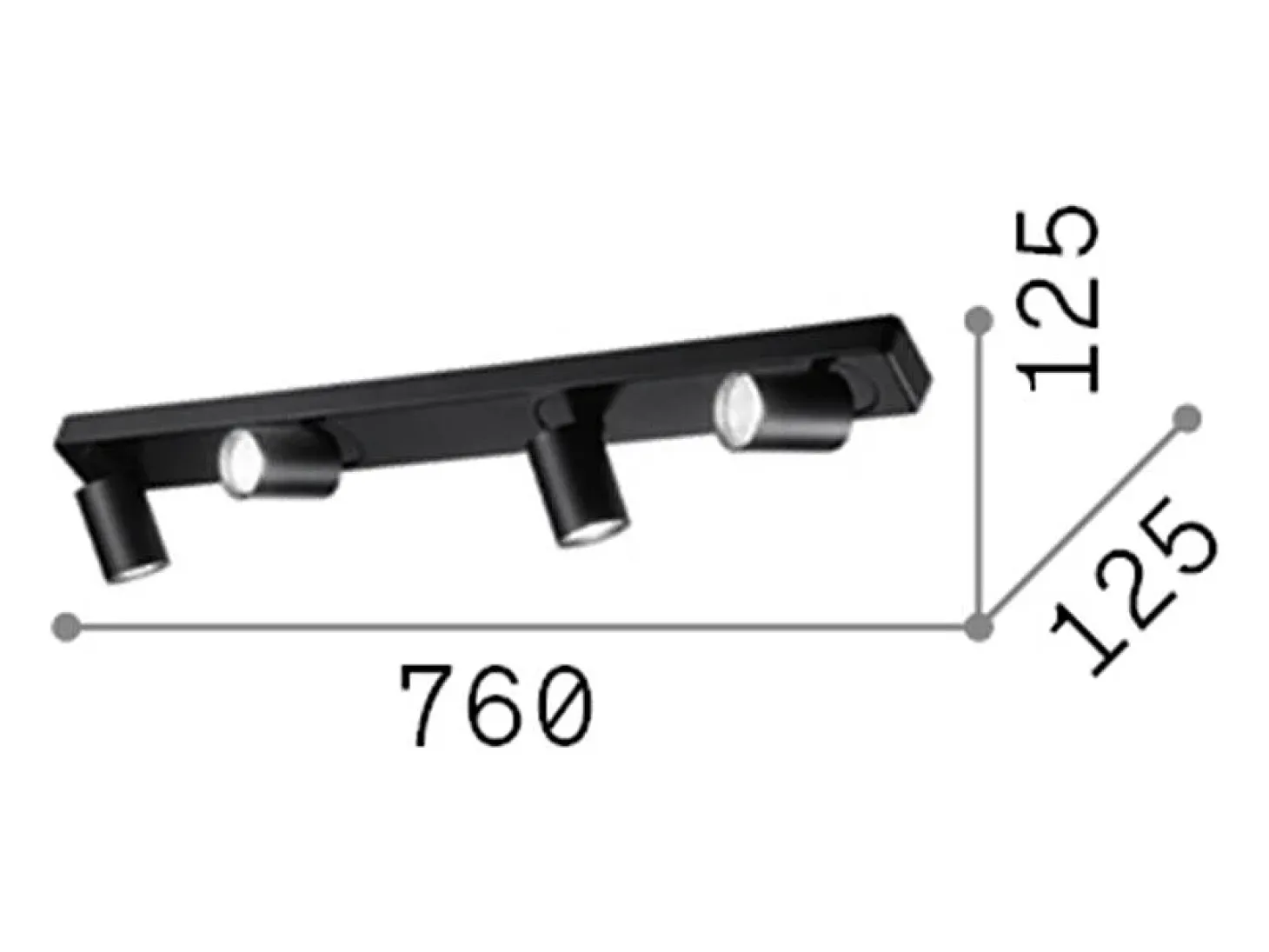 Ideal Lux RUDY - Lámpara de techo de 4 luces para interior Negro, GU10