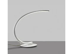 Iole Lámpara de mesa LED regulable 12W luz cálida 3000K - Blanco satinado, diseño moderno, aluminio IP20