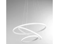 Iole S3 Lámpara de araña LED regulable 60W - Suspensión moderna con 3 aros en aluminio blanco, luz cálida 3000K, 3000lm, diseño elegante