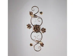 Iris - Lámpara de techo en hierro lacado en color marrón con decoración. Lámpara de techo dorada antigua de 2 luces - Ø74 x 37 - BL169-PL2-BR