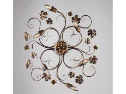 Iris - Lámpara de techo en hierro lacado en color marrón con decoración. Lámpara de techo dorada antigua de 6 luces - Ø79 x 67 - BL169-PL6-BR
