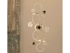 Iris - Lámpara de techo en hierro lacado marfil con decoración. Lámpara de techo dorada antigua de 2 luces - Ø74 x 37 - BL169-PL2-AV