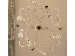 Iris - Lámpara de techo en hierro lacado marfil con decoración. Lámpara de techo dorada antigua de 6 luces - Ø79 x 67 - BL169-PL6-AV