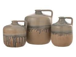 Jarra de cerámica beige con asa 16x21x21 cm
