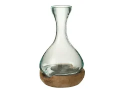 Jarrón botella sobre madera de vidrio transparente 19x21x29 cm