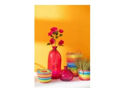 Jarrón burbuja de vidrio fucsia 31.5x31.5x32 cm