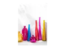 Jarrón burbuja de vidrio fucsia 31.5x31.5x32 cm
