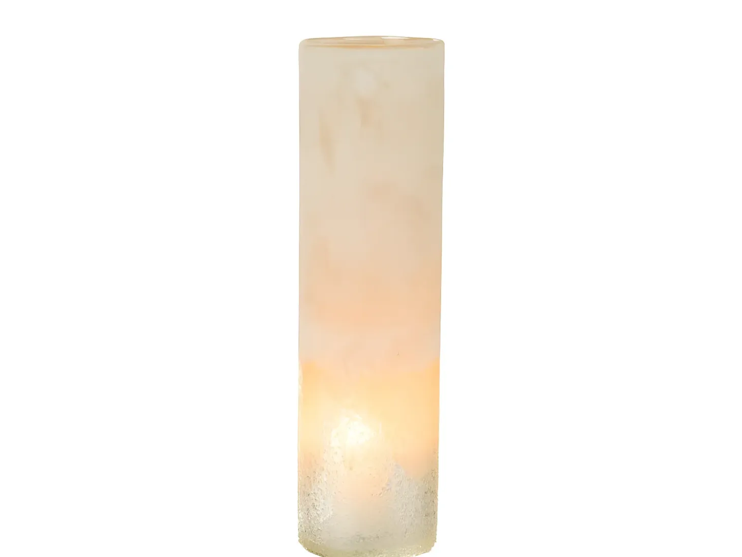 Jarrón cilíndrico de vidrio beige 11x11x41 cm