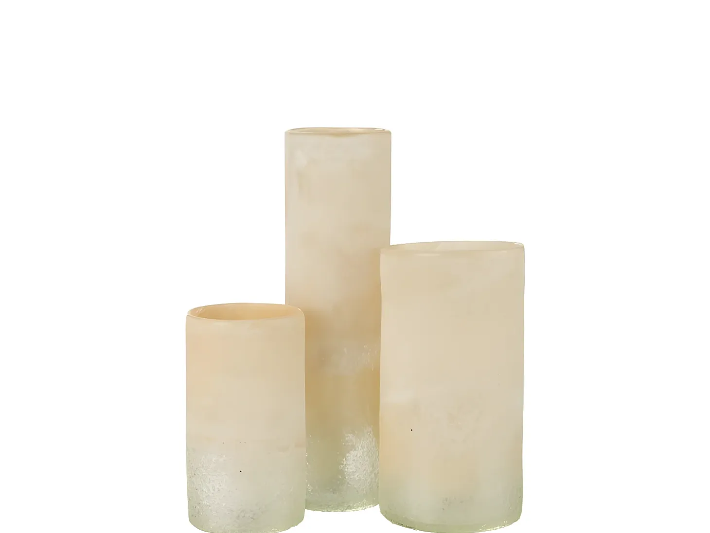 Jarrón cilíndrico de vidrio beige 11x11x41 cm