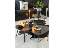 Jarrón circulo plano cristal negro transparente Alt. 13 cm