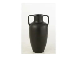 Jarrón de 2 asas en cerámica negra 47x47x66 cm