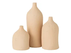 Jarrón de cerámica beige de 14x14x40 cm