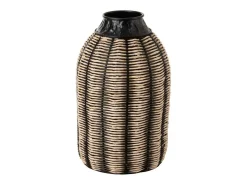 Jarrón de mimbre de madera negra de 32x32x56 cm