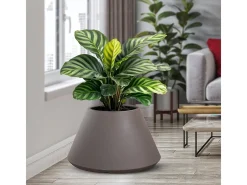Jarrón de resina para plantas de interior y exterior diseño redondo cónico d.60x35h Stromboli Tortora