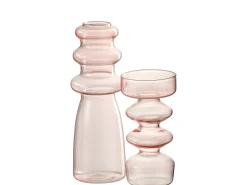 Jarrón de vidrio rosa 7x7x21 cm